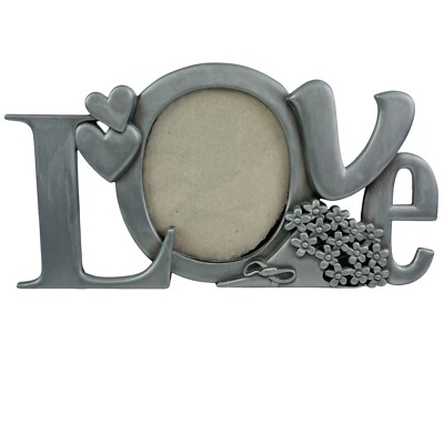 Malden Love Word Photo Frame Pewter Cut Out  Heart Flower Bouquet Valentines Day