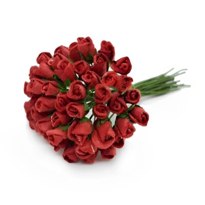 50 Red Tiny Rose Scrapbooking Crafts 5mm Mulberry Paper Flower Card Wed Dollhous