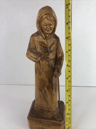 Vintage Caron Wood Carving 11 1/2 inch Excellent Condition With Tag Canada - Picture 7 of 9