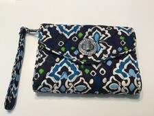 Vera Bradley Wristlet Wallet Ink Blue Turn Lock 6.25" x 4.25"