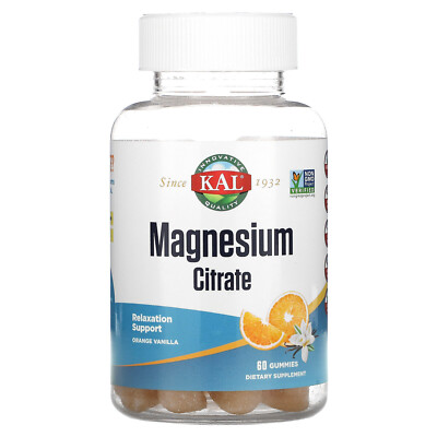 KAL Magnesium Citrate, Orange Vanilla,  60 Gummies