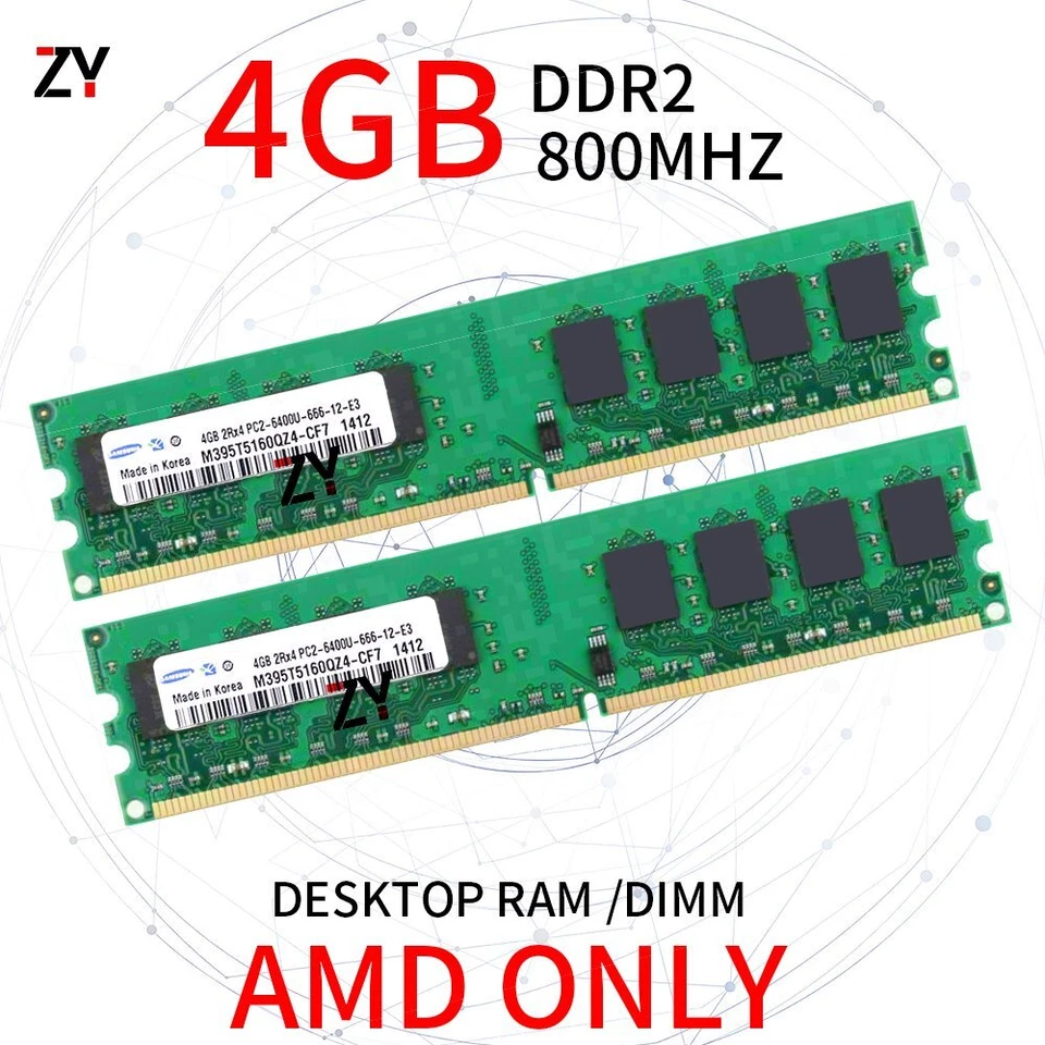 8Go 2x 4Go Kit DDR2 PC2-6400U 800MHz 240Pin AMD DIMM Desktop RAM Pour Samsung FR - Photo 2/4