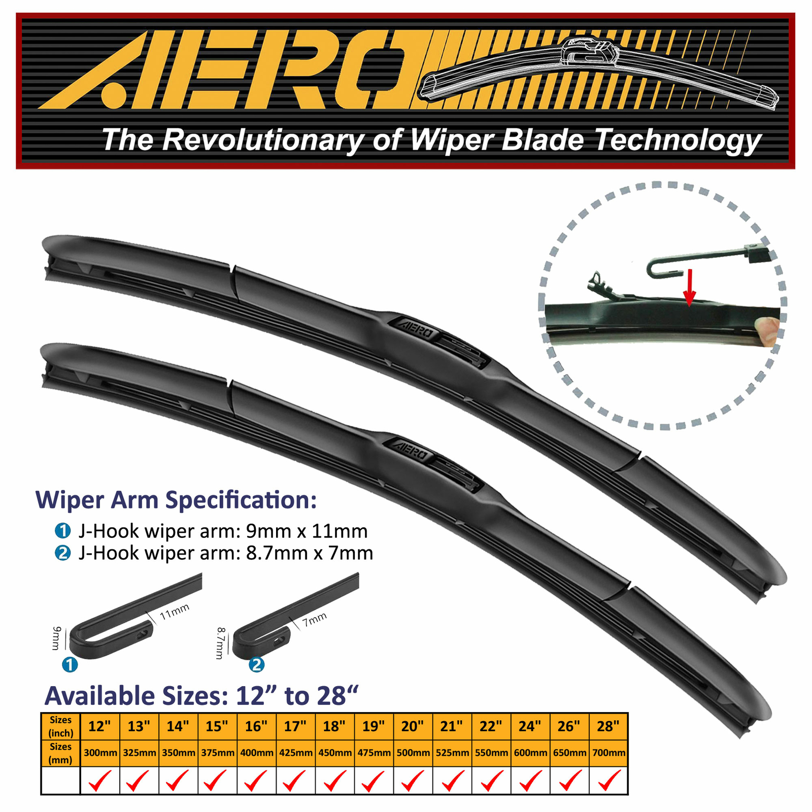 AERO Hybrid 26  22 OEM Quality Windshield Wiper Blades Set of 2
