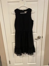 LOFT Women's Black Dress w/ Floral trim Size 4