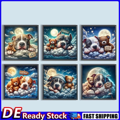5D DIY Full Round Drill Diamond Painting Good Night Bear and Puppy Kit Deu