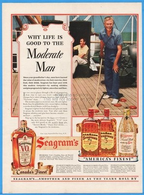 1939 Seagrama VO Whisky Ad Seven Five Crown Whiskey Ocean Liner Shuffleboard