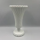 VTG Westmoreland Milk Glass Swirl and Ball Footed Vase 9"