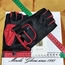 Guanti da guida MEROLA Ferrari personalizzati in pelle di cervo nero rosso ta...