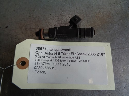 Opel Astra H Einspritzventil 0280158501 1.4i Twinport 66kW Z14XEP 88671