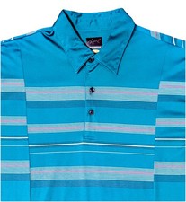 Greg Norman Play Dry Striped Men s Size XL Teal Golf Performance Polo Shirt