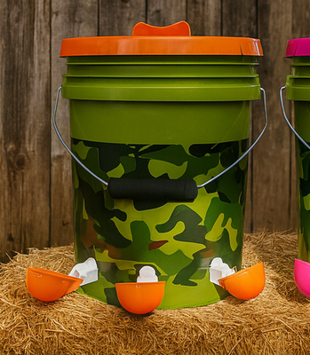 #ad Automatic Poultry Waterer Valve Feed Design No Spill Container 5 Gal Camo $45.00