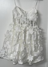 Women’s Fashion Nova Heidi Embroidered Corset Mini Dress White New XS