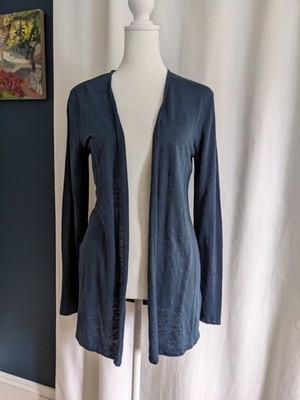 Majestic Filatures Women's Stretch Linen Open-Front Cardigan Blue Small 