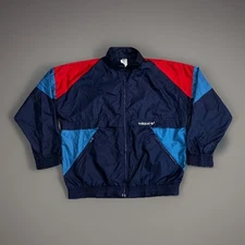 Vintage 90s Adidas Mens Blue Full Zip Retro Sportswear Windbreaker Jacket Sz 40