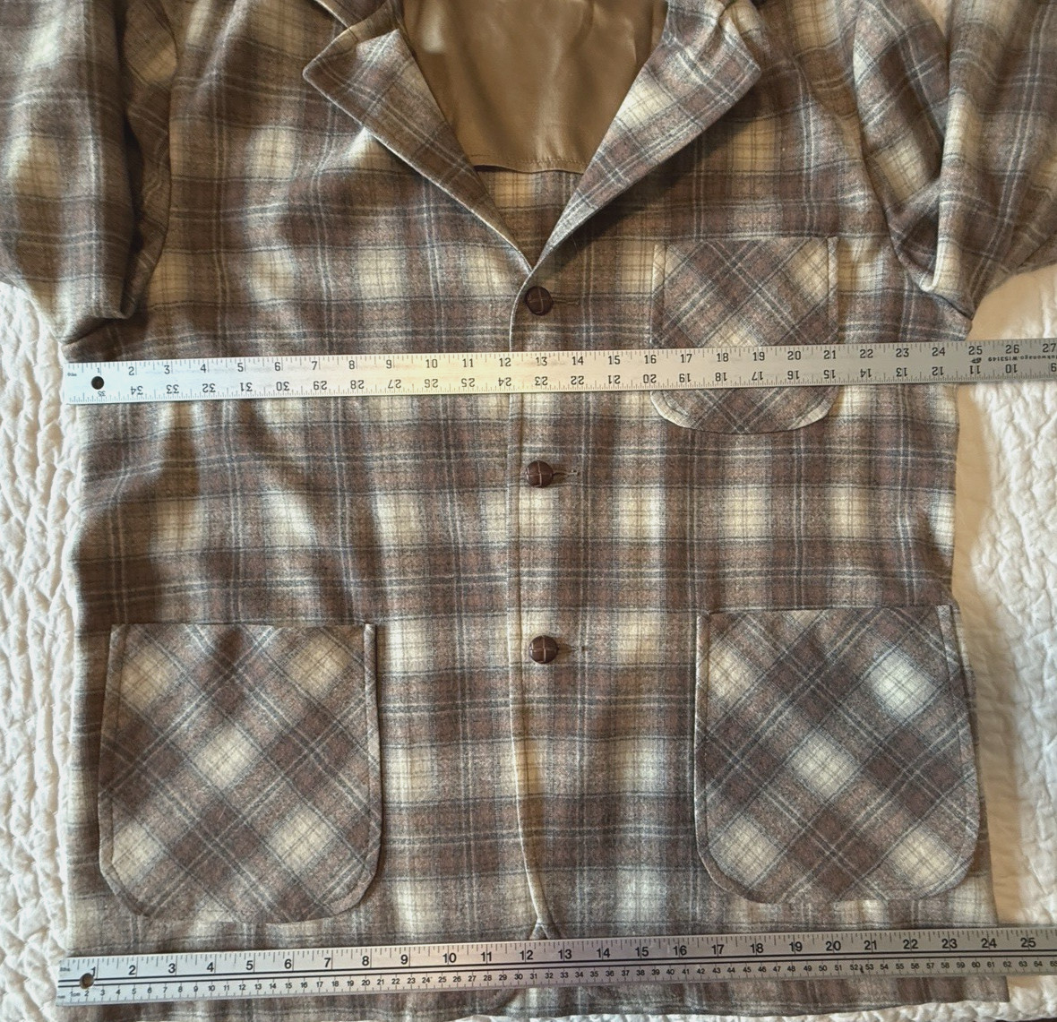 PENDLETON 100% WOOL BROWN TAN PLAID JACKET, MEN'S… - image 13