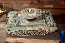 1950s Vintage Tin Litho Toy Army Tank Lithographed Friction Car Japan Military