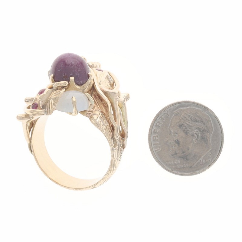 Yellow Gold Star Ruby Lab-Created Ruby Vintage As… - image 6