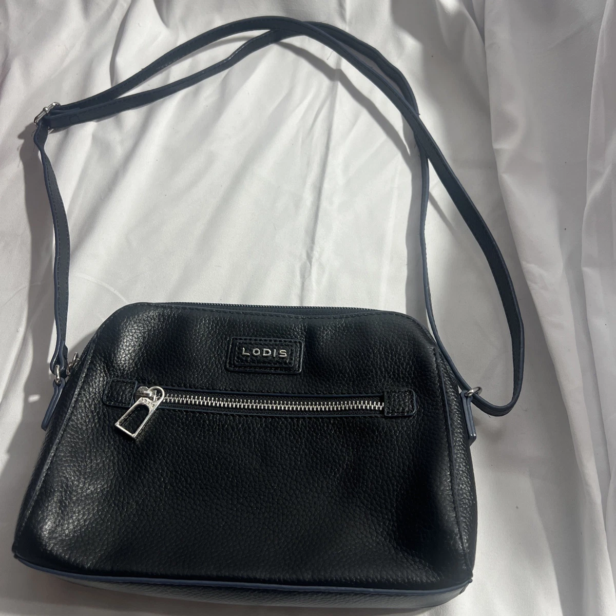 Lodis Gray Blue Smooth Leather Slim Side‎ Women Purse 10 X 12.5”. Slim Side Zip Backpack Women Purse Lodis main image 3