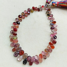 Natural Multicolor Spinel Gems 4x3 to 8x6 mm Smooth Pear Shape Beads 7" Strand