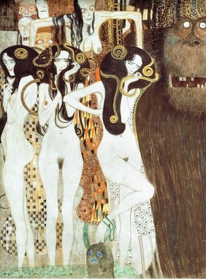 Gustav Klimt - Detail des Beethovenfrieses Die feindlichen Kräfte 1901 P1 A1-A4 Poste