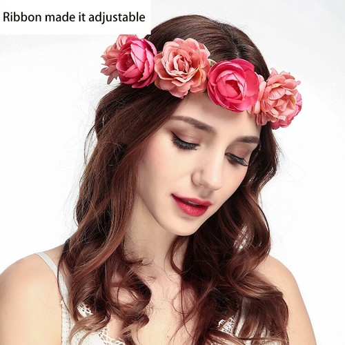 Flower Headpiece Hair Wreath, Polyester Flower Crown Headband - Picture 6 of 6