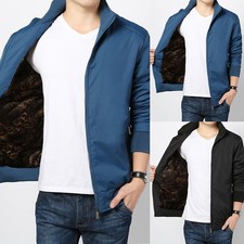 Mens Warm Thick Fleece Lined Outerwear Jacket Winter Solid Workwear Coat