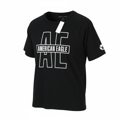 American Eagle Outfitters T-Shirt Herren Baumwolle Trikot Crew Kurz Arm XS Black