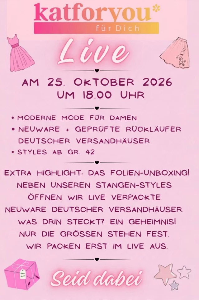 ✨ Mode für Dich 👗 Stangenware ab Gr. 42 & Mystery Live-Folien-Unboxing! 🤫