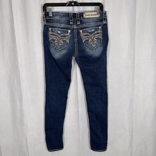 Rock Revival Sapphire Jeans 26 Easy Skinny Thick Stitch Embellished