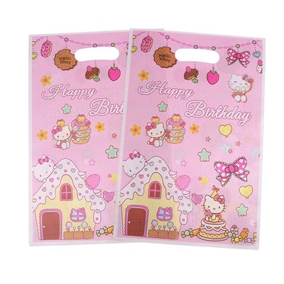 10Pcs Sanrio Hello Kitty Birthday Party Decoration KT Cat Plastic Gift Bags