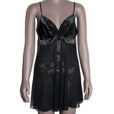 Victorias Secret Satin Sheer Slip Dress Teddy Lingerie Size Medium