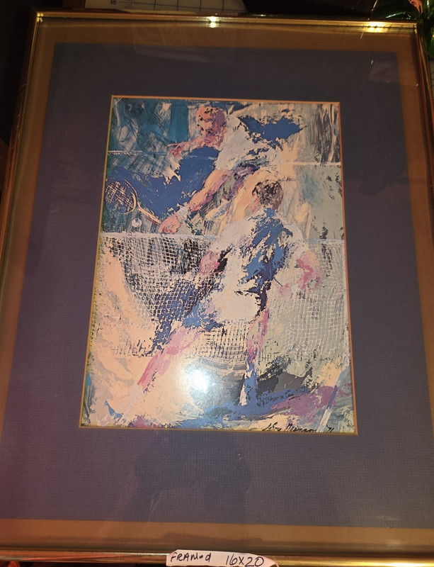VTG. 1971 LeRoy Neiman Match Point Framed Matted Art Print 9 X 12.5
