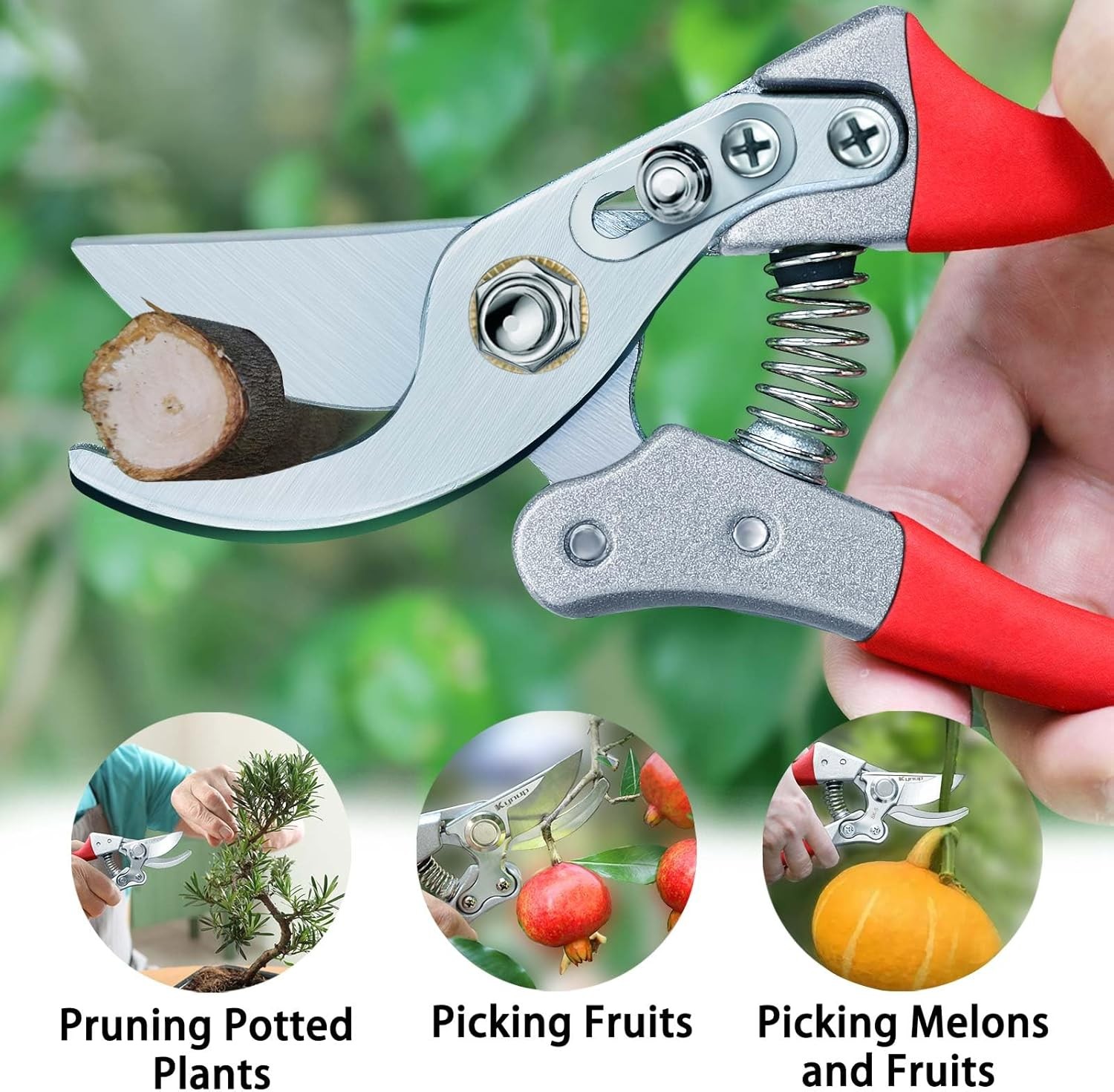 Kynup Pruning Shears, Gardening Pruners Scissors, Professional Bypass Red 