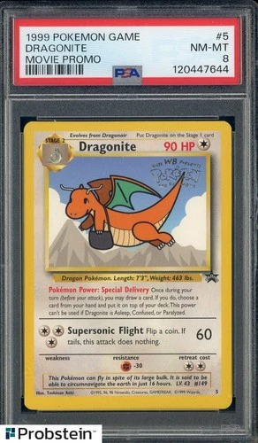 1999 Pokemon Game Movie Promo #5 Dragonite PSA 8 NM-MT