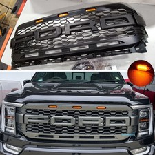 For Ford F150 Grill 2021 2022 2023 Raptor Style Front Upgrade Grille Wled Black