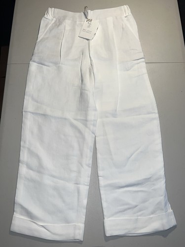 Brunello Cucinelli Girl’s A Line White Trousers 100% Cotton Size 6 - Picture 2 of 6