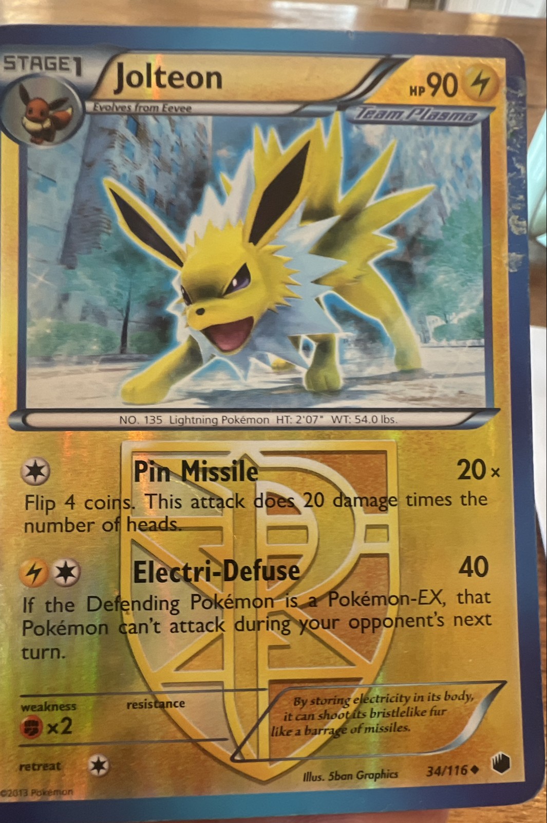 Jolteon (Team Plasma) 34/116 Plasma Freeze Reverse Holo