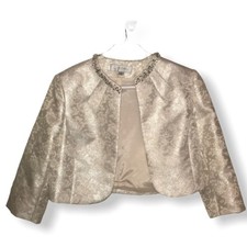 Tahari champagne gold embellished jacket 12 NWT