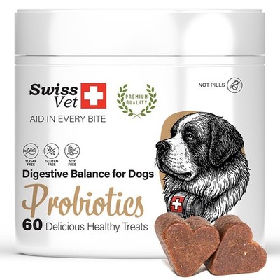SwissVet Probiotika Hunde  Hochdosierte Darmkur bei Durchfall & Blähungen  60...