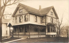 HOUSE FRONT PORCH c1910 real photo postcard rppc fishscale siding victorian