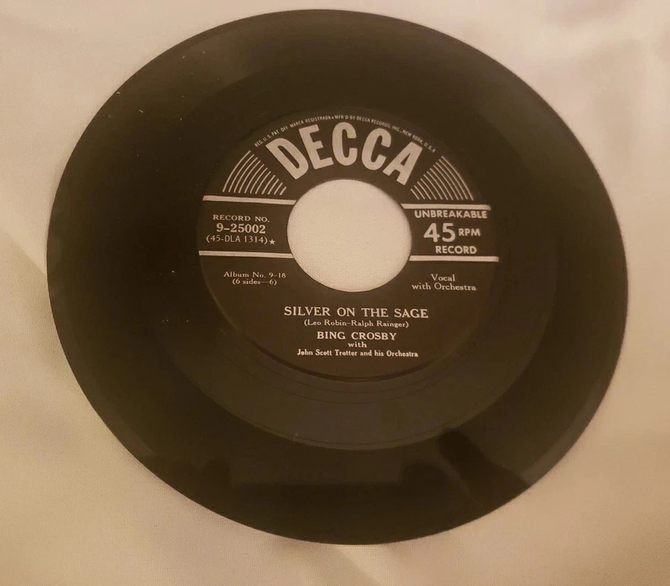 Bing Crosby Mexicali Rose/Silver On The Sage Decca 45RPM  RN 9-25002    Rare   - Image 2 of 2