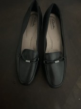 Clarks Women's Black Loafers with Bow Detail