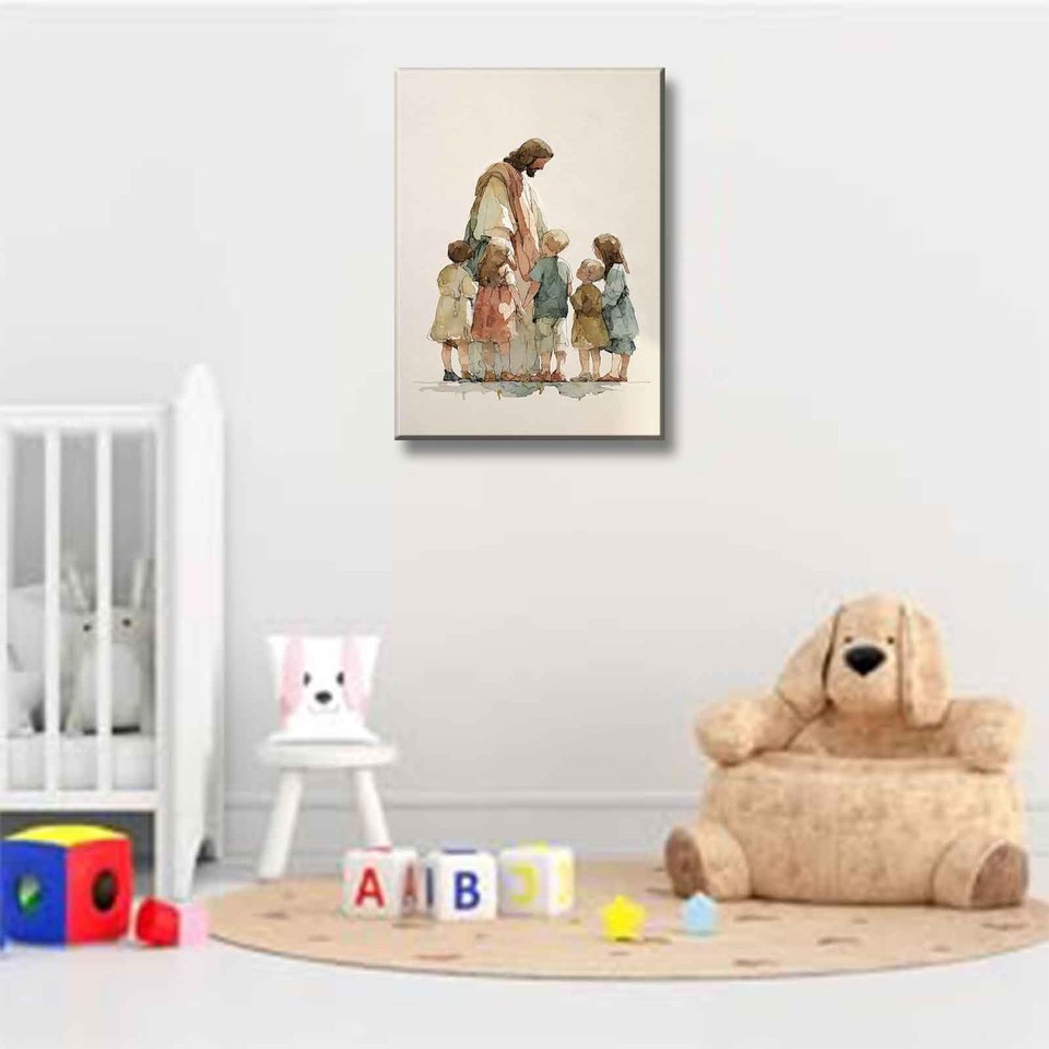 Obous Jesus Children Canvas Wall Art Watercolor Posters Prints ...