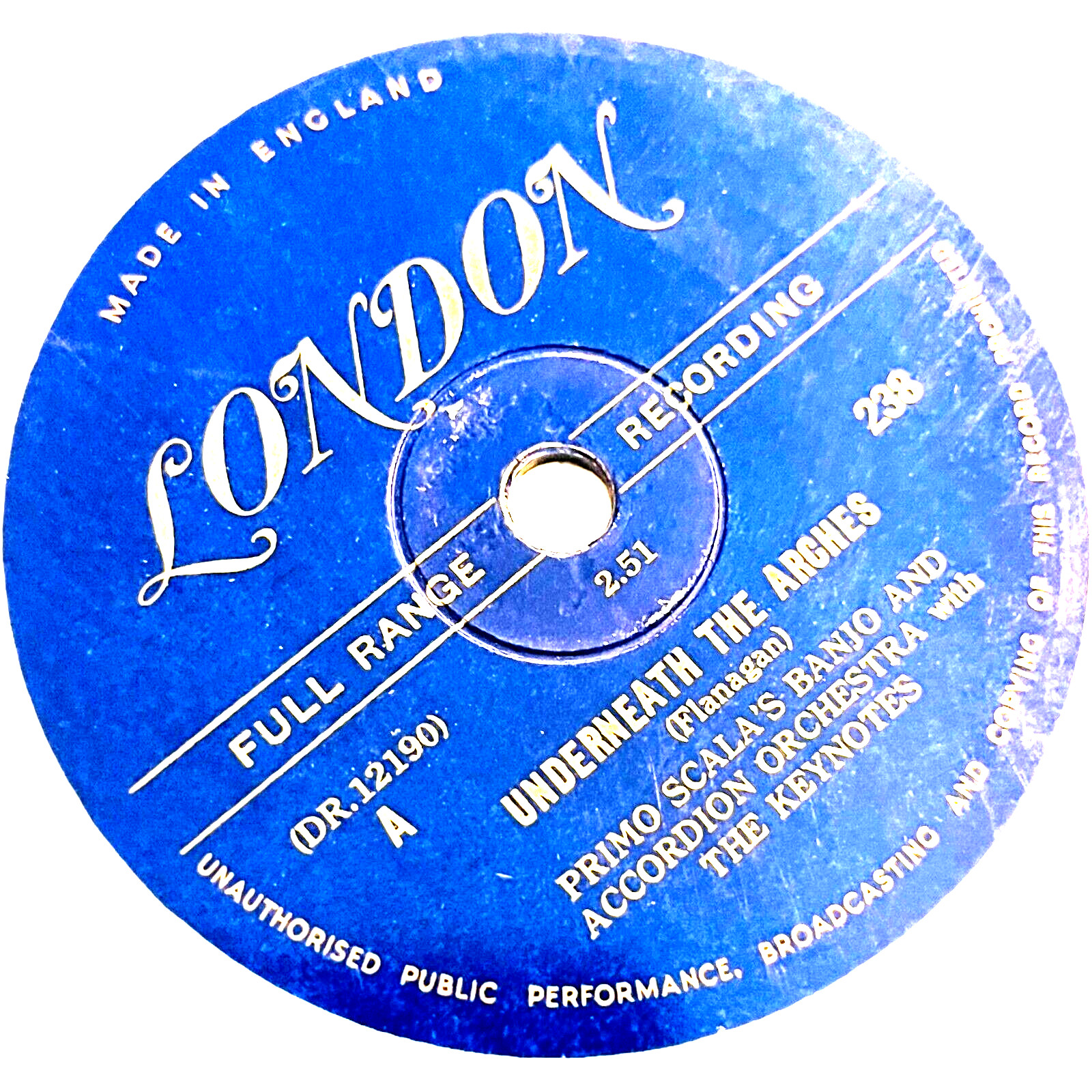 Primo Scala Banjo - Underneath The Arches / Side By Side - London Record 238