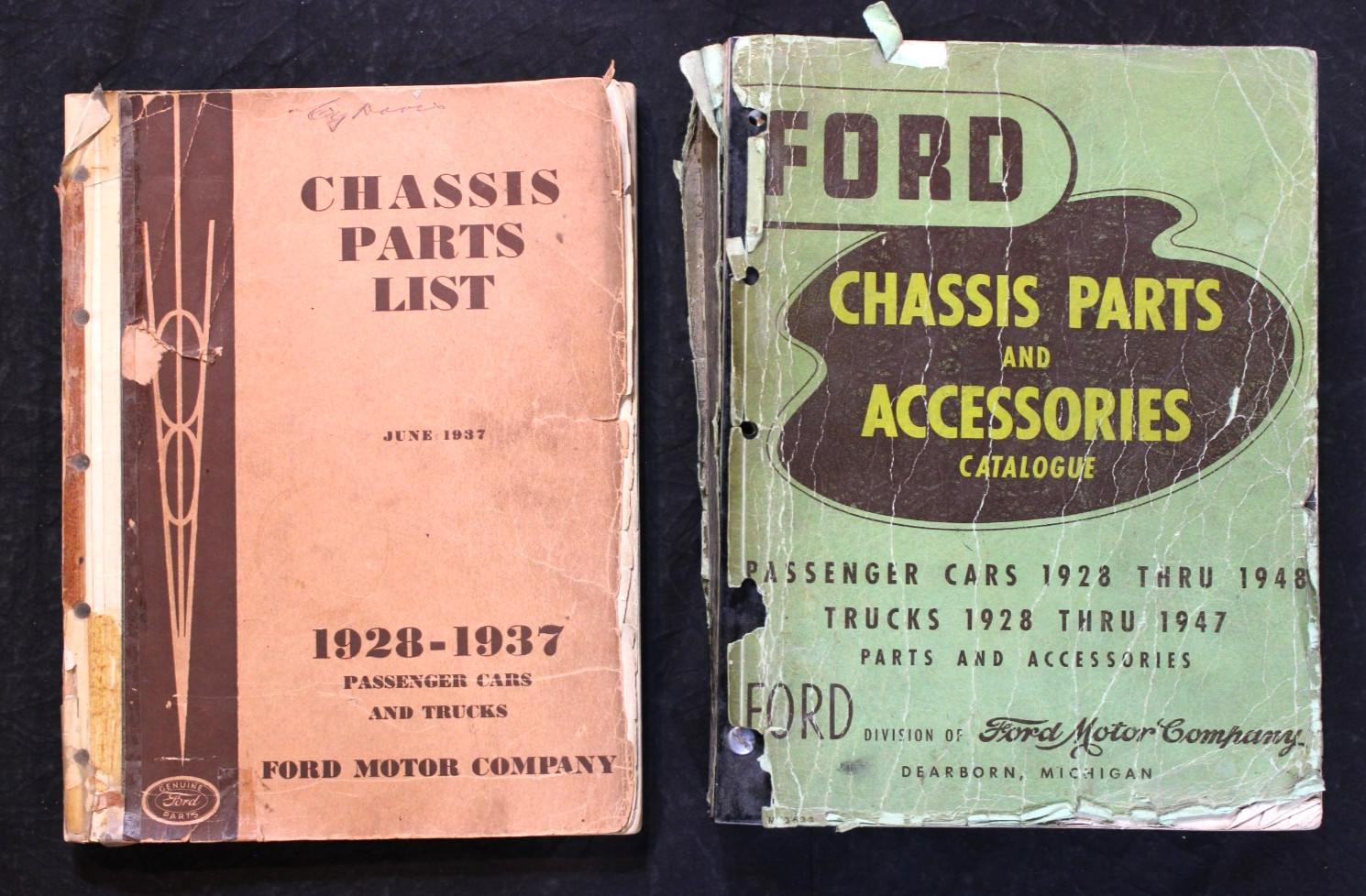1950 FORD CHASSIS PARTS & ACCESSORIES CATALOG + 1937 FORD CHASSIS PARTS LIST