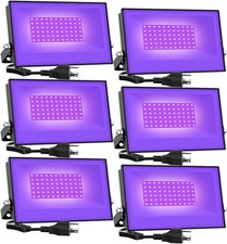 6 Pack 38W LED Black Lights, Blacklight Flood Light with Plug, IP66 Waterproof,