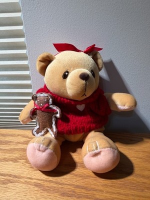Cherished Teddies #662232 ginger bread Cookie Red Sweater Plush Stuffed bear   A