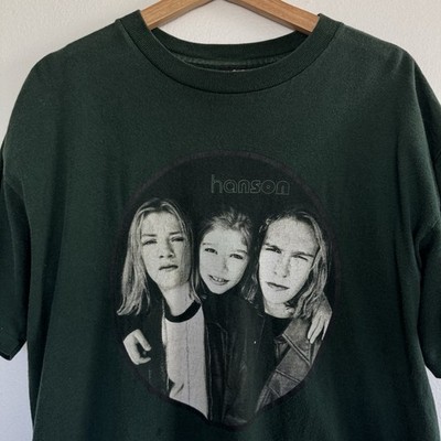 Vintage 90s Hanson T-Shirt Large Green Brothers Boy Band Concert