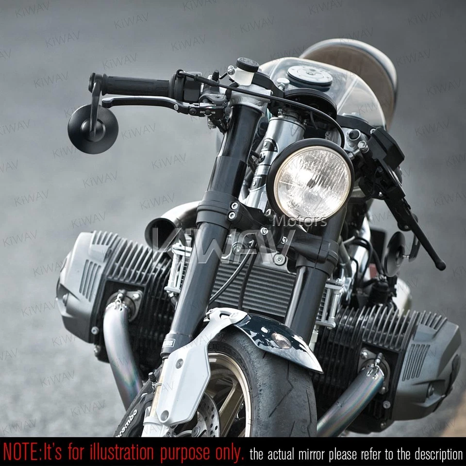 Черное закругленное антибликовое зеркало BOB M12 для BMW R nine T Scrambler Urban - Изображение 3 из 4