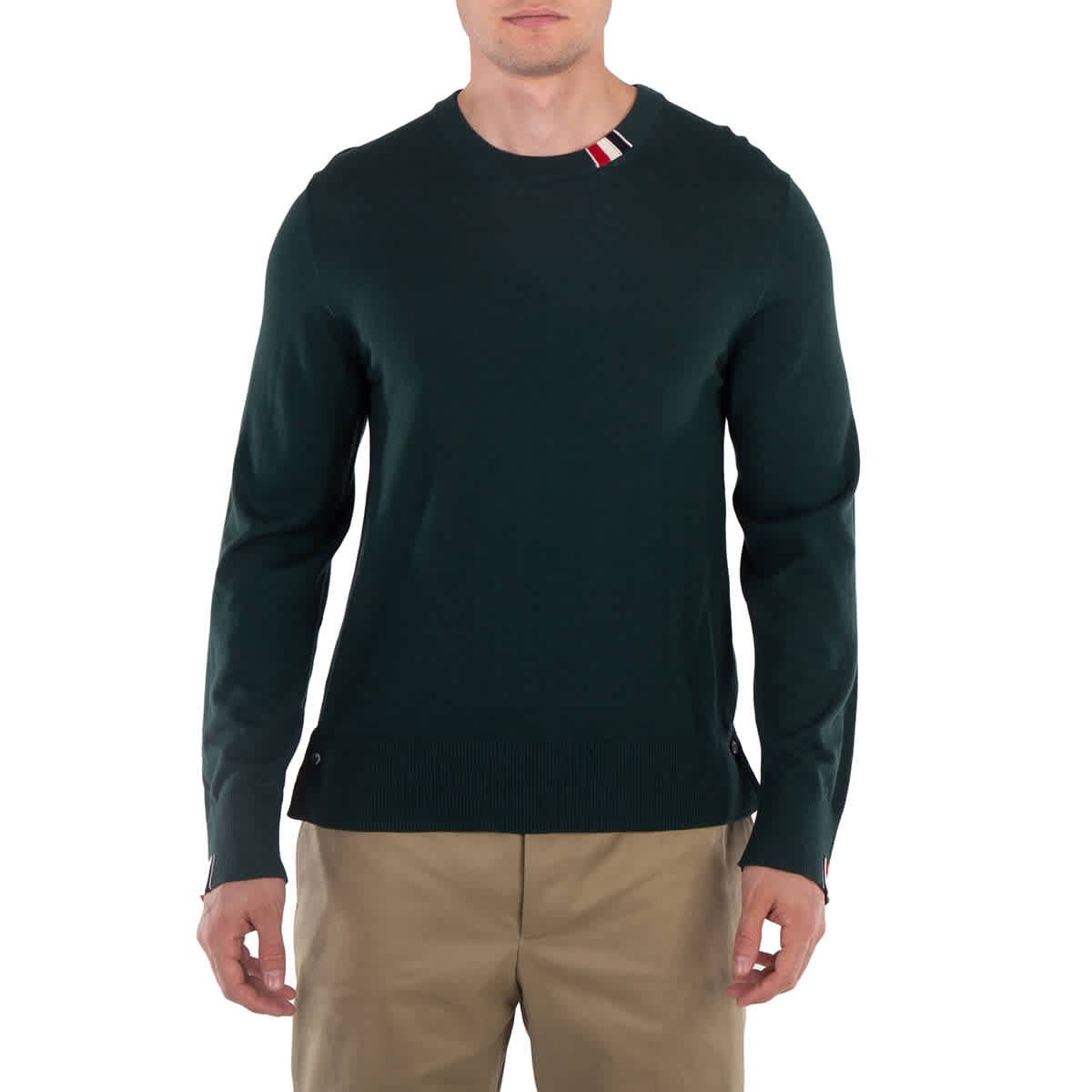 Свитер Thom Browne свободного кроя из тонкой шерсти мериноса в полоску цвета Dk Green Фирменный размер 3 84290₽